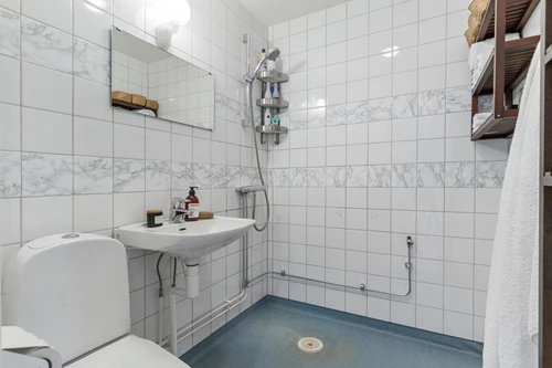 Badrum som är förberett för tvättmaskin!